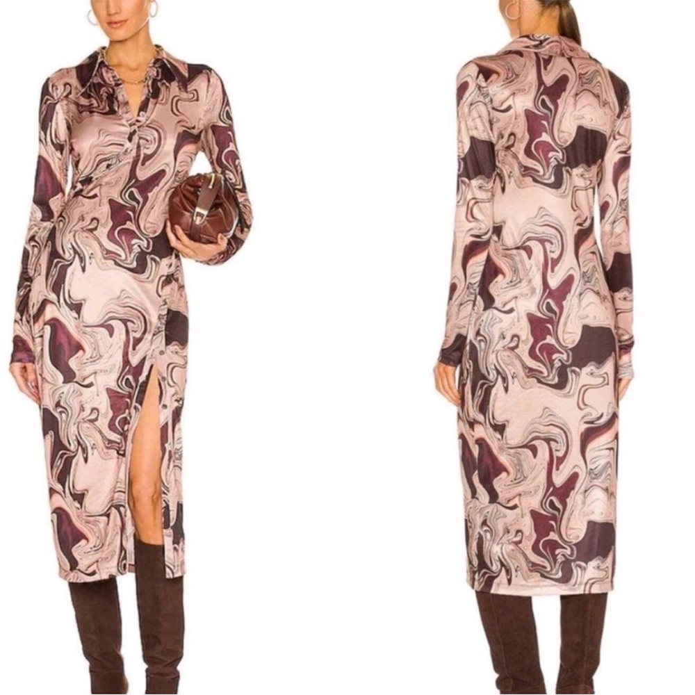 Song of Style Marble Print Long Sleeve Dress